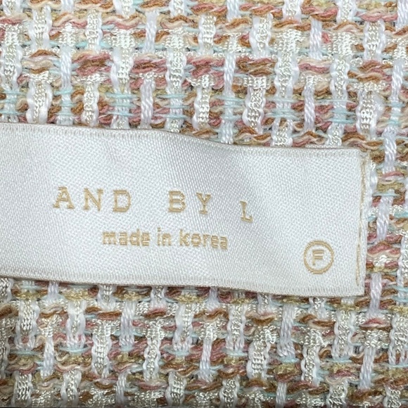 AND BY L Tweed Tie Front Jacket Blazer Beige Multicolor Made in Korea Women’s Si - Picture 2 of 8